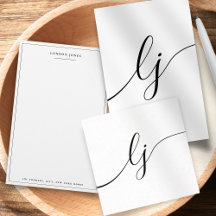 Monogram Black White Calligraphy Script Initials