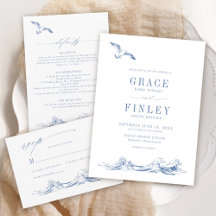 Modern Elegant Coastal Chic Blue Wedding Suite