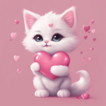 Fluffy White Love Kitten Collection