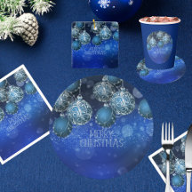Elegant Blue & Silver Baubles Christmas Collection