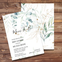 Watercolor Greenery & Gold Accent