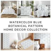 Watercolor Blue Botanical Pattern Home Decor