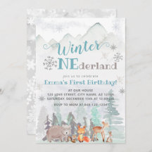 Winter 1st Birthday Invitation Collection 