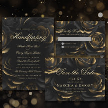 Gothic Black & Gold Roses Wedding   Handfasting