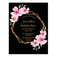 QUINCEAÑERA - Tropical florals geometric black 