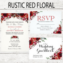 Rustic Red Flower Fall Winter Wedding Suite