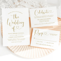 Modern Gold Heart Script Wedding Collection