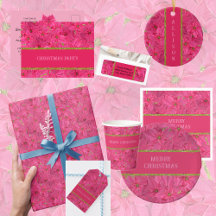 Fuchsia colored poinsettias, floral pattern