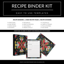 Recipe Binder Kit   Black Colorful Kitchen Tile