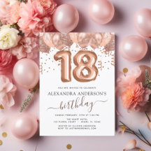 18th BIRTHDAY ROSE GOLD GLITTER CONFETTI BALLOONS