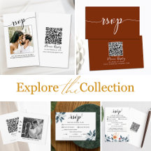 Modern Wedding QR Code RSVP Cards