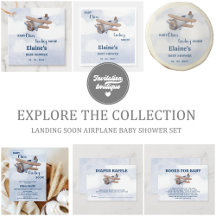 Landing Soon Airplane Baby Shower Set