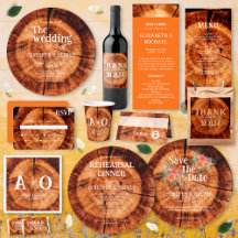 Elegant Rustic Wood Cut Slice Wedding Collection