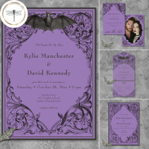 Victorian Bat Until Death Black & Purple Wedding