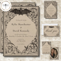 Victorian Bat Until Death Black & Tan Wedding