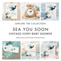 Sea You Soon Baby Shower Vintage Ivory