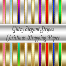 Glitzy Elegant Stripes Christmas Wrapping Paper