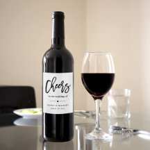 Modern Black White Wedding Favor Wine Labels