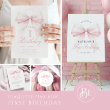 Coquette Pink Bow First Birthday