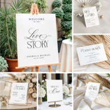 Timeless Luxe Script Elegant Black White Wedding