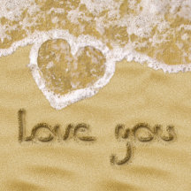 "Love you" written in sand