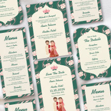Pink Green Lotus Lanterns Indian Wedding Suite
