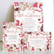 Fall mushroom woodland watercolor baby shower