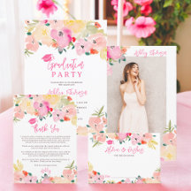 Spring pink boho chic garden floral graduation 
