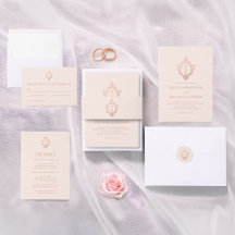 Blush & Rose Gold Wedding Suite with Vintage Crest
