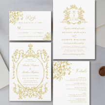 Classic Floral Garden Frame Gold Wedding Suite