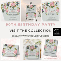 Elegant Handpainted Floral 90th Birthday Party 