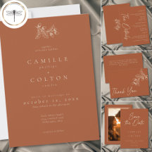 Rust Terracotta Minimalist Leaf Acorn Fall Wedding