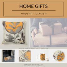  Home Gifts   Orange & Gray Watercolor Leaves
