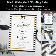 Elegant Black White Stripe Gold Wedding Collection