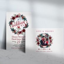 Winter Red Burgundy Rustic Floral Collection
