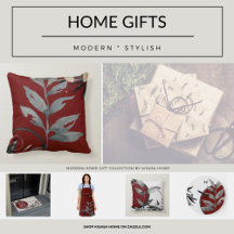 Home Gifts   Gray & Burgundy Artistic Watercolor