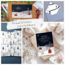 Traditional Rustic Navy Red Winter Merry Christmas