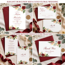 Elegant Burgundy Red & Gold Floral Wedding