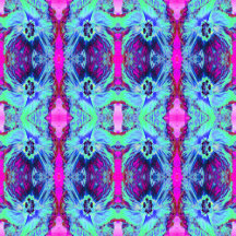 Psychedelic Green and Blue Hibiscus Pattern