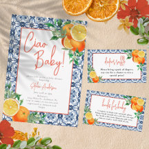 Watercolor Orange Positano Baby Shower