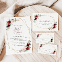 Burgundy and Pink Flowers Bridal Shower Collection