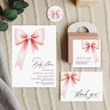 Modern Blush Pink Coquette Bow Baby Shower