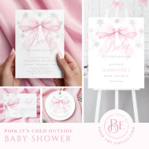 Baby It’s Cold Outside Pink Bow Winter Baby Shower