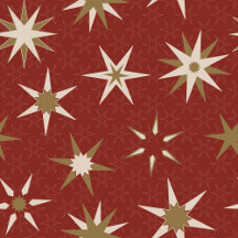 Christmas Gold Geo Stars - on red pattern