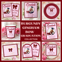 Burgundy Gingham Bow Graduation Party Collection