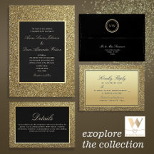 Chic Black and Gold Wedding Invitation Suite