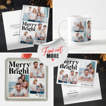 Merry & Bright 3 Family Photo Collage Christmas