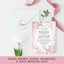 Blush Pink Marble Geometric Wedding Suite