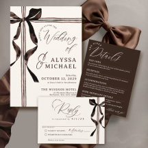 Elegant Watercolor Bow Simple Modern Wedding