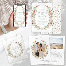 Burnt orange watercolor flower rustic boho wedding